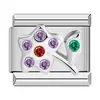 Pulsera de Acero Inoxidable Transfronteriza Moda Lujo Ligero Flor de Zirconia Microincrustada Gota de Aceite Dibujos Animados DIY Módulo Italiano