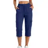 Pantalones Cargo Casuales de Color Sólido con Bolsillos para Mujer, de Pierna Recta Sueltos, Pantalones Cortos de Viaje, Transfronterizos Europeos y Americanos, Amazon