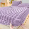 Falda de Cama de Terciopelo de Leche Cubierta Invierno Engrosada Totalmente Envuelto Cubierta de Cama Protector de Colchón para el Hogar Sábana Individual Cubierta de Cama de una Pieza