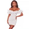 Vestido Popular de Comércio Exterior Europeu e Americano Vestido Sexy Ombro a Ombro para Festa de Banquete Vestido de Um Ombro Plissado com Babados