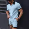 Verão Amazônia Transfronteiriça Roupas Masculinas Casuais Color Block Manga Curta Shorts Roupa de Praia Casual e Versátil