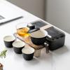 Juego de Té de Viaje Ceniza de Planta Un Tazón con Tapa Tres Tazas Fabricante de Té para Exterior Juego de Kung Fu de Cerámica para el Hogar Tazón de Té Taza de Té