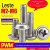 Cabeça de panela PWM de aço inoxidável 304 com parafuso de almofada Cabeça redonda Phillips com fio de máquina de almofada M2M3M4M5 parafuso DIN967
