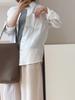 Camisa Blanca de Lino de Manga Larga para Mujer Verano Nuevo Estilo Coreano Lazy Elegante Suelta Casual Protección Solar Forro Chaqueta de Color Puro