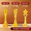 Trofeo de Estrella de Cinco Puntas de Cristal con Grabado, Resina de Madera Maciza, Impresión a Color, Reconocimiento de Reunión Anual de Empleados, Trofeo Deportivo de Cristal
