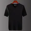 Camiseta de Verano para Hombre de Manga Corta Fina Ajustada Cuello en V Camiseta de Punto para Hombre Simple, Cómoda y Versátil Camiseta Básica Rayada para Hombre