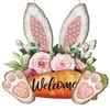Cartel de Madera de Pascua Nuevo Producto Transfronterizo con Diseños Creativos de Conejo, Zanahoria y Flores para Decoración de Bienvenida
