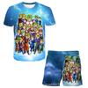 Patrón de Dragon Ball Impresión 3D Transfronterizo Nuevo Traje Casual para Niños Camiseta y Pantalón Corto Traje Venta Directa de Fábrica Suministro