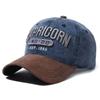 Gorra de Béisbol Vintage de Color Contrastante para Hombre y Mujer, Versátil, Algodón Lavado Envejecido, Protección Solar, Bordado de Letras