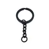 Llavero de metal con cadena, disponible en stock, diseño de anillo liso, emparejado con una cadena, llavero de oro rosa, accesorios de colgante para DIY, colgantes de regalo