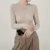 Suéter de lana soluble en agua para otoño e invierno, nuevo estilo 2026, jersey de cuello redondo de manga larga para ir al trabajo, top de color liso, suéter de capa base para mujer