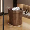 Cubo de basura para dormitorio del hogar, estilo vintage, gran capacidad, veteado de madera sintética, papelera sanitaria para sala de estar, baño, cocina, dormitorio