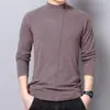 Camiseta de manga larga para Otoño e Invierno, forro polar, engrosada, cuello alto medio para hombre, terciopelo catiónico de doble cara, camiseta interior top