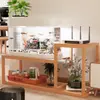 Soporte de Madera Maciza para Acuario Soporte para Flores Integrado de Pie para Sala de Estar Combinación Alto-Bajo Base para Acuario Estante de Almacenamiento Multicapa de Alta Resistencia