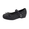 Zapatos de Mujer Mary Jane Cuadrados con Lazo Francés 2026 Nuevo Otoño Aumentador de Altura Interior Persona Baja Boca Poco Profunda Zapatos de Salón