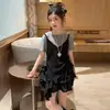 Conjunto de Verano para Niñas Estilo 2026 Chica Dulce Estilo Coreano Conjunto de Dos Piezas con Top tipo Camisola Falso de Dos Piezas y Falda de Capas
