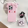 Capa de Celular de Coelho Rosa Fofa Universal para Meninas, Adequada para iPhone 17, Apple 16, 14/15 Pro Max, Capa Anti-Queda 13