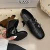 Mocasines planos de piel de oveja estilo retro británico, zapatos pequeños de cuero estilo brogue, zapatos sin cordones con suelas suaves, zapatos cómodos y fáciles de llevar para mujer