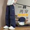 Pantalones Casuales Plisados de Trabajo Americano Tallas Grandes para Hombre Primavera y Otoño Marca de Moda Caída Sueltos Largos Versátiles Pantalones Deportivos