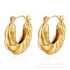 Moda Europeia e Americana Brincos de Aço Titânio de Alta Qualidade Luxo Acessível Estilo Ins Feminino Aço Inoxidável Brincos Assimétricos de Ouro 18K