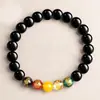 Taobao Venda Quente Pulseira de Obsidiana Contas de Obsidiana Dourada Pulseira da Fortuna dos Cinco Deuses da Riqueza Masculina Presente Feminino Atacado