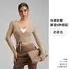 [Selección Premium] Ropa de Yoga de Manga Larga con Lazo, Ropa Deportiva de Danza Fitness de Alta Gama para Exteriores con Estiramiento en Cuatro Direcciones para Mujer