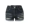 Shorts Jeans Vintage Estilo Americano Garota Picante com Bainha Rolada para Mulheres, Novo Modelo Verão 2026, Cintura Alta Slim-Fit Petite Hot Pants