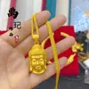 Pendente de Cabeça de Buda Premium Tendência Tiktok Unissex, Popular Cobre Banhado a Ouro Antigo Ouro Areia Pingente de Colar Cabeça de Buda Venda por Atacado