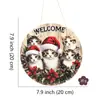 Nuevo Cartel Redondo de Madera para Puerta de Navidad Tema Navideño Arte Invernal Decoración para el Hogar Interior Exterior