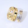 Zhen Rong desea el anillo de pareja chapado en oro de 18k más vendido transfronterizo Europa y Estados Unidos incrustado circonita anillo para hombre y mujer