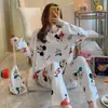 Pijama para Mujer Primavera y Otoño Estilo Coreano 2025 Manga Larga Lindo Traje de Dibujos Animados de Estudiante Suelto Traje de Ropa para el Hogar Otoño e Invierno