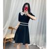 Ropa de Mujer de Alta Gama Nanyou Vestido de Verano para Mujer de Punto con Mangas Abullonadas Huecas y Cuello de Muñeca Estilo Francés de Lujo Ligero
