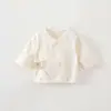 Ropa de algodón puro Clase A para recién nacidos, ropa de bebé de nuevo estilo, top de media espalda sin costuras para bebé de primavera y otoño