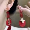 Pendientes Festivos Rojos de Año Nuevo para Mujer Pendientes de Temperamento de Alta Gama Nuevos Pendientes Calientes de Otoño e Invierno Pendientes de Boda de Año Nuevo