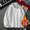 Moletom Masculino Moda Retrô Estilo Americano Gola Alta Meio Zíper, Tendência Estilo Coreano Cor Sólida Versátil Solto Confortável