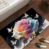 Tapete de Chão 3D Flor Rosa de Terra de Diatomáceas Transfronteiriço, Tapete Absorvente para Banheiro, Tapete Antiderrapante de Secagem Rápida para Entrada de Vaso Sanitário, Tapete de Entrada Doméstico