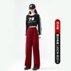 Calças esportivas TikTok Explosive Narrow Edition femininas, outono e inverno, forradas com lã, novas, cintura alta, perna larga, reta, casual, estilo americano, calças de moletom banana