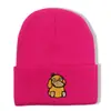 Gorro de Lana Tejido Bordado de Pato Nuevo de Dibujos Animados Transfronterizo para Hombres y Mujeres en Otoño e Invierno Caliente para Exteriores de Moda Versátil Gorro Frío de Poner