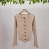 Estilo Suave Corte Ajustado Manga de Campana Tejido Grueso Prendas de Punto para Mujer Otoño e Invierno 2025 Nuevo Estilo Coreano Top Interior de Punto