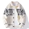 Jaqueta Tricô Jacquard de Natal Masculina Tamanho Grande Transfronteiriça 25 Inverno Nova Jaqueta Tricô Masculina Top
