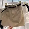 Falda Corta Vaquera Vintage de Chica Caliente, Falda Media Ajustada al Cadera para Mujer, Temporada de Primavera, Tallas Grandes, Adelgazante, Anti-Exposición, Falda Evasé que Cubre la Cadera