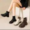Botines tipo calcetín gruesos de moda estilo británico, Botas tipo Dr. Martens con forro de polar, Nuevos botines Chelsea otoño/invierno 2026, Botas de algodón elegantes para mujer