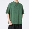 2024 Verano nuevo estilo chino ropa de hombre talla grande cuello mao Hanfu hebilla transfronteriza camisa casual de algodón y lino para hombre