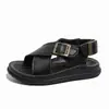 Sandalias infantiles de primavera y verano, nuevas sandalias casuales coreanas para niñas con tiras cruzadas y punta abierta, chanclas de hebilla para playa y exteriores