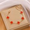 Pulsera de trébol de acero de titanio estilo coreano para pareja pulsera simple color oro rosa 18K pulsera de acero de titanio que no se desvanece venta al por mayor