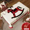 Mantel de Año Nuevo Mantel Festivo Rojo Mantel de Gama Alta Cubierta Impermeable de Mesa de Café Lujo Ligero