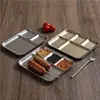 Chapa de Churrasco Integrada Retro em Aço Inoxidável com Quatro Compartimentos para Temperos e Molhos, Uso Comercial