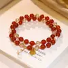 Pérolas de Água Doce 6mm Ágata Vermelha Pulseira com Contas Citrino Moda Feminina Dupla Camada Empilhável Joias de Pérola Muito Bonitas