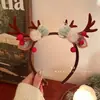 Diadema de Navidad Cabeza de Alce del Bosque Diadema de Cuernos Rojos Pinza para el Cabello Linda para Niñas Accesorios para el Cabello de Navidad para Adultos