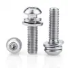 Tornillos de Tres Combinaciones de Acero Inoxidable 304 con Cabeza Redonda y Hexágono Interior, Tornillos de Tres Combinaciones con Cabeza Plana y Hexágono Interior con Arandela de Resorte Plana